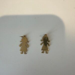 Set of 2 girl 14k gold charms